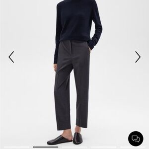 Theory high waist straight leg pant in good wool charcoal